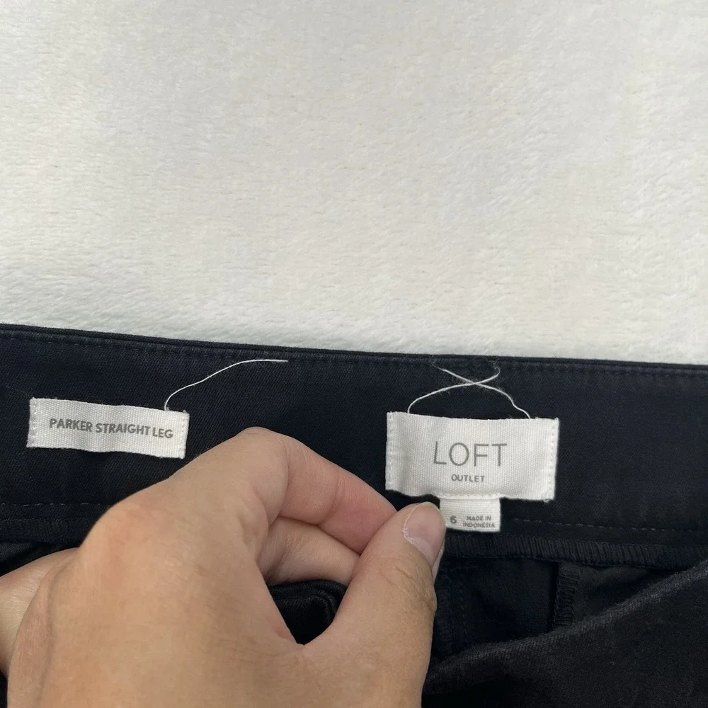 LOFT Outlet Parker Straight Leg Pants Womens 6 Black Minimal Staple